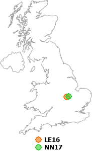 map showing distance between LE16 and NN17