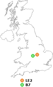 map showing distance between LE2 and B7