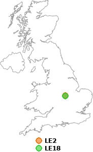 map showing distance between LE2 and LE18