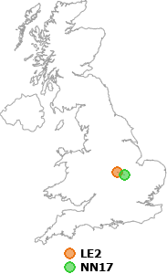 map showing distance between LE2 and NN17
