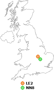 map showing distance between LE2 and NN8