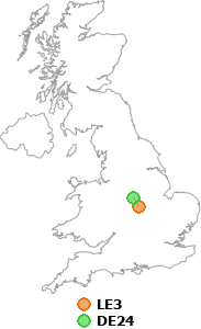 map showing distance between LE3 and DE24
