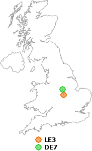 map showing distance between LE3 and DE7