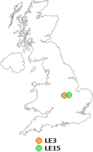 map showing distance between LE3 and LE15