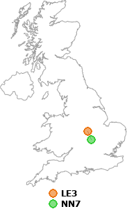 map showing distance between LE3 and NN7