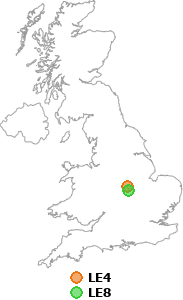 map showing distance between LE4 and LE8