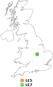 map showing distance between LE5 and LE7