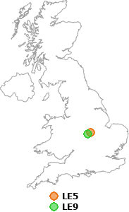 map showing distance between LE5 and LE9