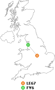 map showing distance between LE67 and FY6