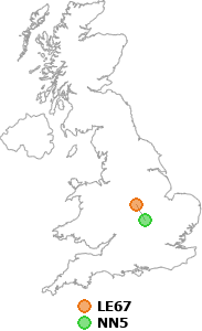 map showing distance between LE67 and NN5