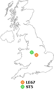 map showing distance between LE67 and ST5