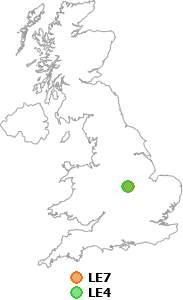 map showing distance between LE7 and LE4