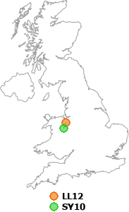 map showing distance between LL12 and SY10