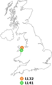 map showing distance between LL32 and LL41