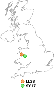 map showing distance between LL38 and SY17