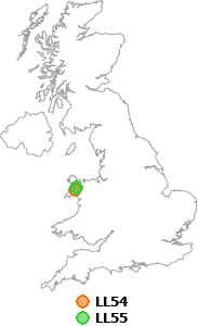 map showing distance between LL54 and LL55
