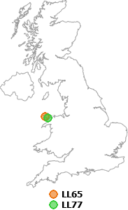 map showing distance between LL65 and LL77