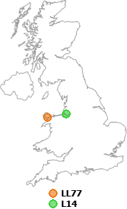 map showing distance between LL77 and L14