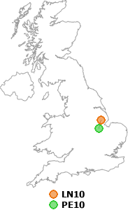 map showing distance between LN10 and PE10