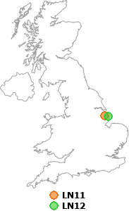 map showing distance between LN11 and LN12