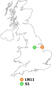 map showing distance between LN11 and S1