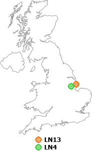 map showing distance between LN13 and LN4