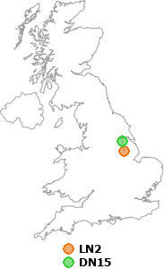 map showing distance between LN2 and DN15