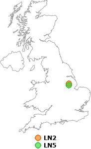 map showing distance between LN2 and LN5
