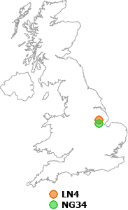 map showing distance between LN4 and NG34