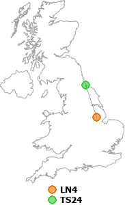 map showing distance between LN4 and TS24