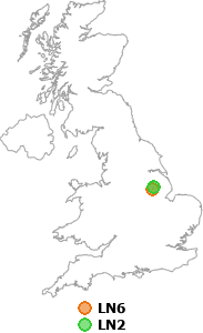 map showing distance between LN6 and LN2