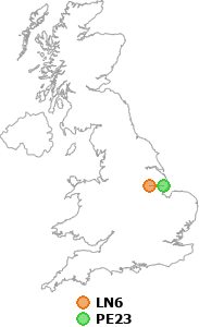 map showing distance between LN6 and PE23