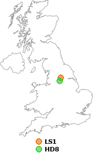 map showing distance between LS1 and HD8