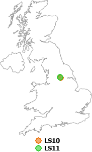 map showing distance between LS10 and LS11