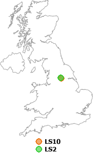 map showing distance between LS10 and LS2