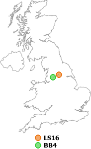 map showing distance between LS16 and BB4