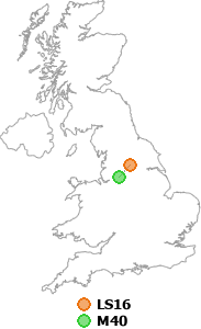 map showing distance between LS16 and M40