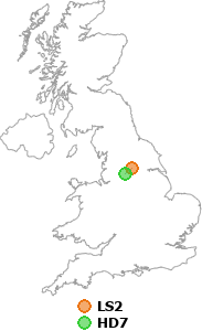 map showing distance between LS2 and HD7