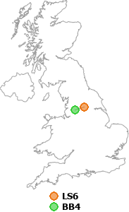 map showing distance between LS6 and BB4