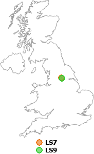 map showing distance between LS7 and LS9