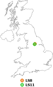 map showing distance between LS8 and LS11