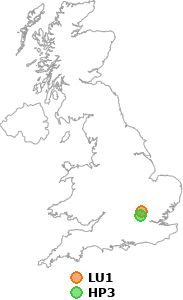 map showing distance between LU1 and HP3