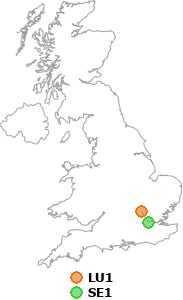 map showing distance between LU1 and SE1