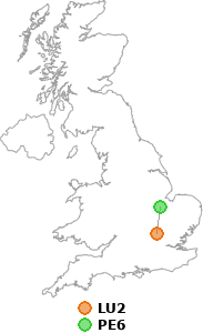 map showing distance between LU2 and PE6
