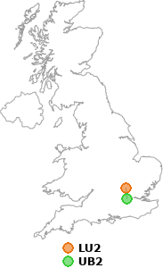 map showing distance between LU2 and UB2
