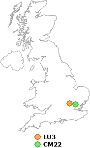 map showing distance between LU3 and CM22