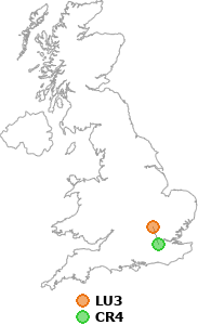map showing distance between LU3 and CR4