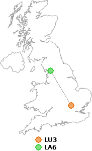map showing distance between LU3 and LA6