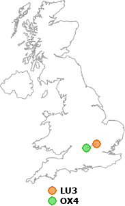 map showing distance between LU3 and OX4