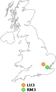 map showing distance between LU3 and RM3